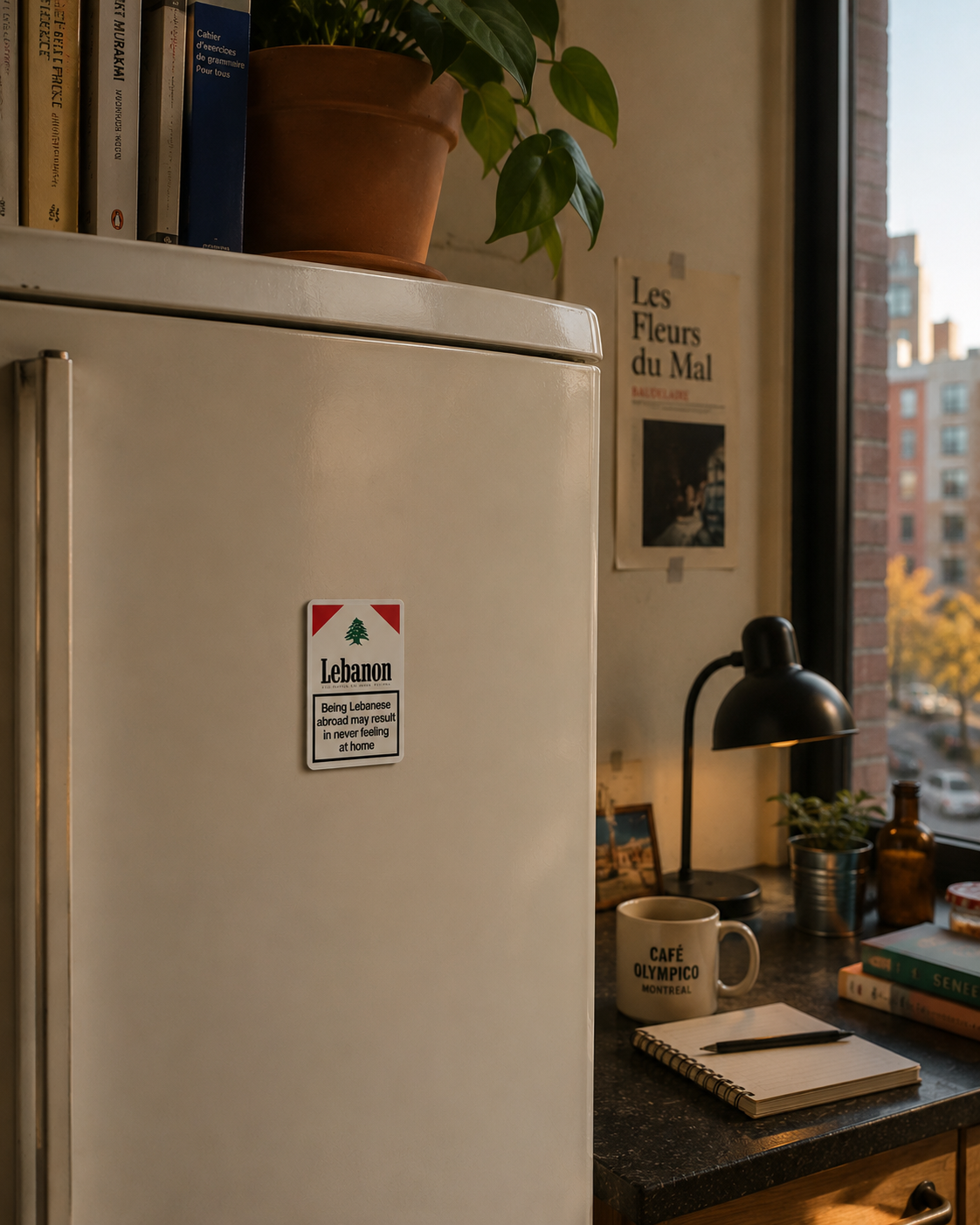 Never feeling at home — Lebanon magnet on a refrigerator
